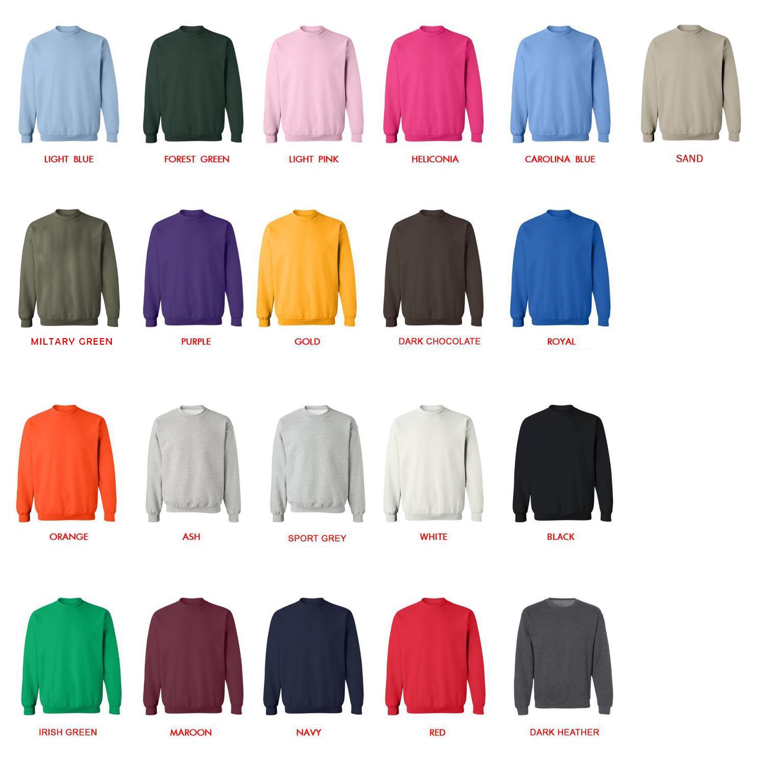sweatshirt color chart - Witch Watch Shop